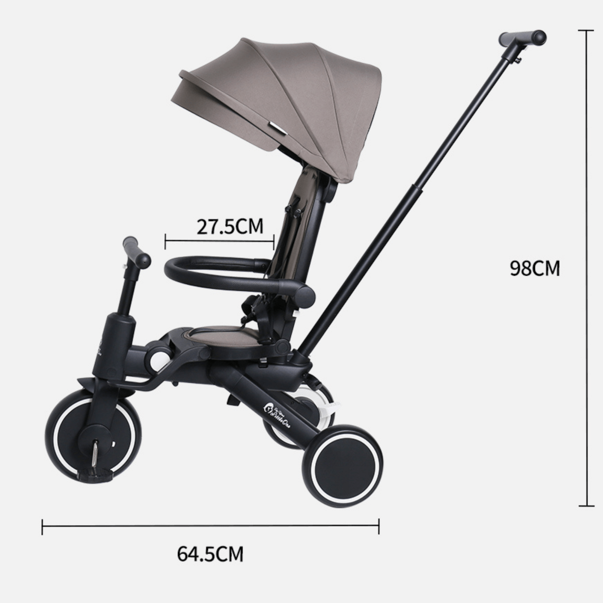 Foldable 6-in-1 trike with canopy, adjustable seat, 3-wheel design and handlebar