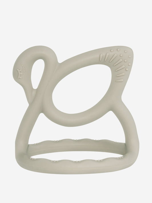 Bloom Bambini Baby Swan Teether in Grey, textured silicone teething ring