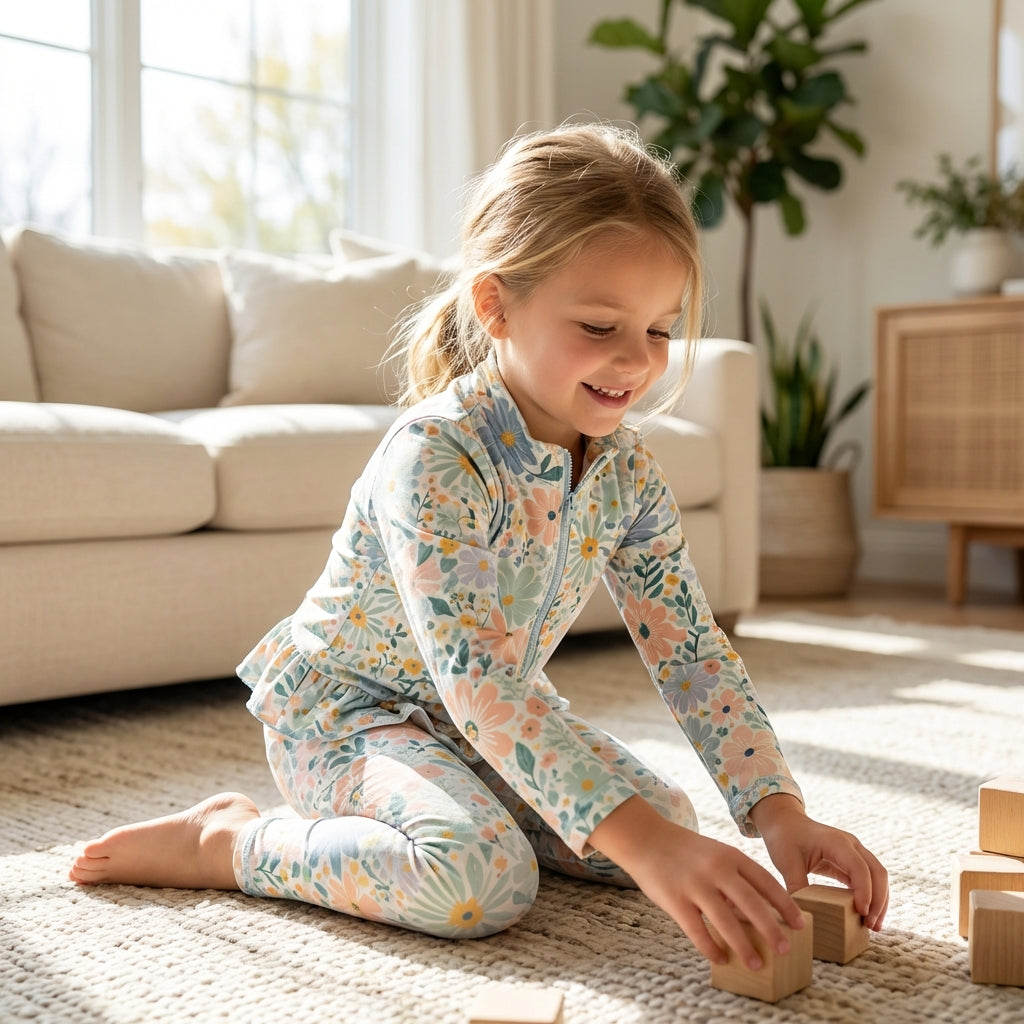 Core Gym Wear Pastel Green Floral Ruffle Hem  (Preorder)