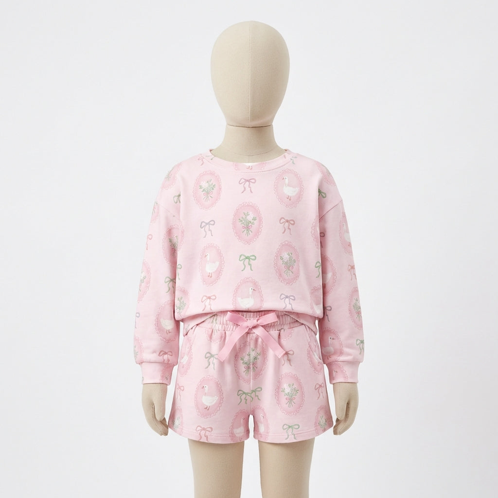 Core Gym Wear Pink Print Sweatshirt and Shorts Set (Preorder)