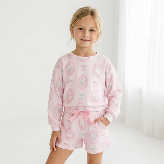 Core Gym Wear Pink Print Sweatshirt and Shorts Set (Preorder)