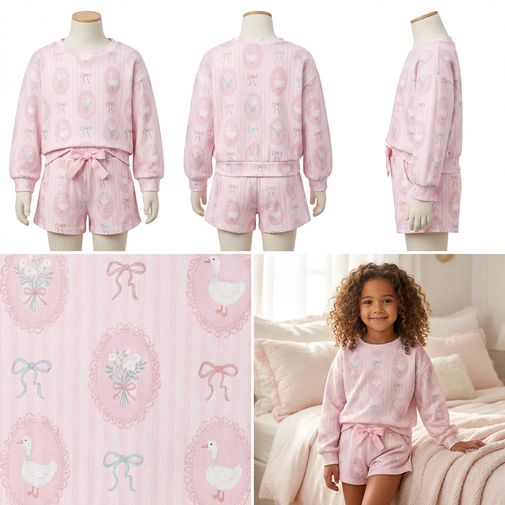 Core Gym Wear Pink Print Sweatshirt and Shorts Set (Preorder)