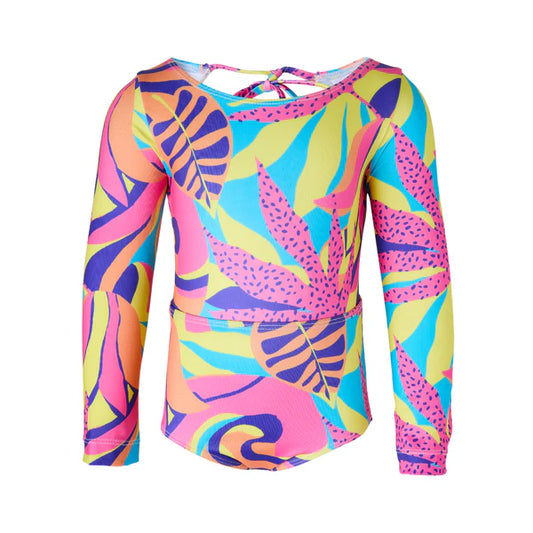 Liloli Luminous Leaves Girls Long Sleeved Swimsuit