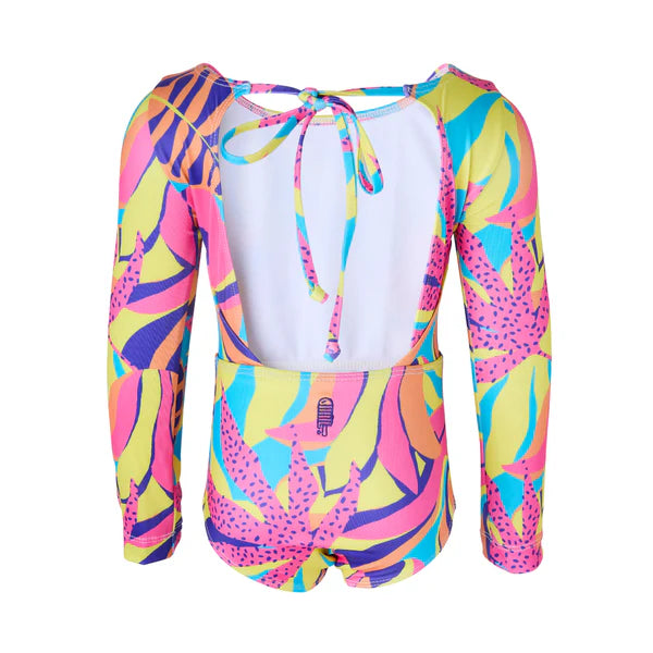 Liloli Luminous Leaves Girls Long Sleeved Swimsuit