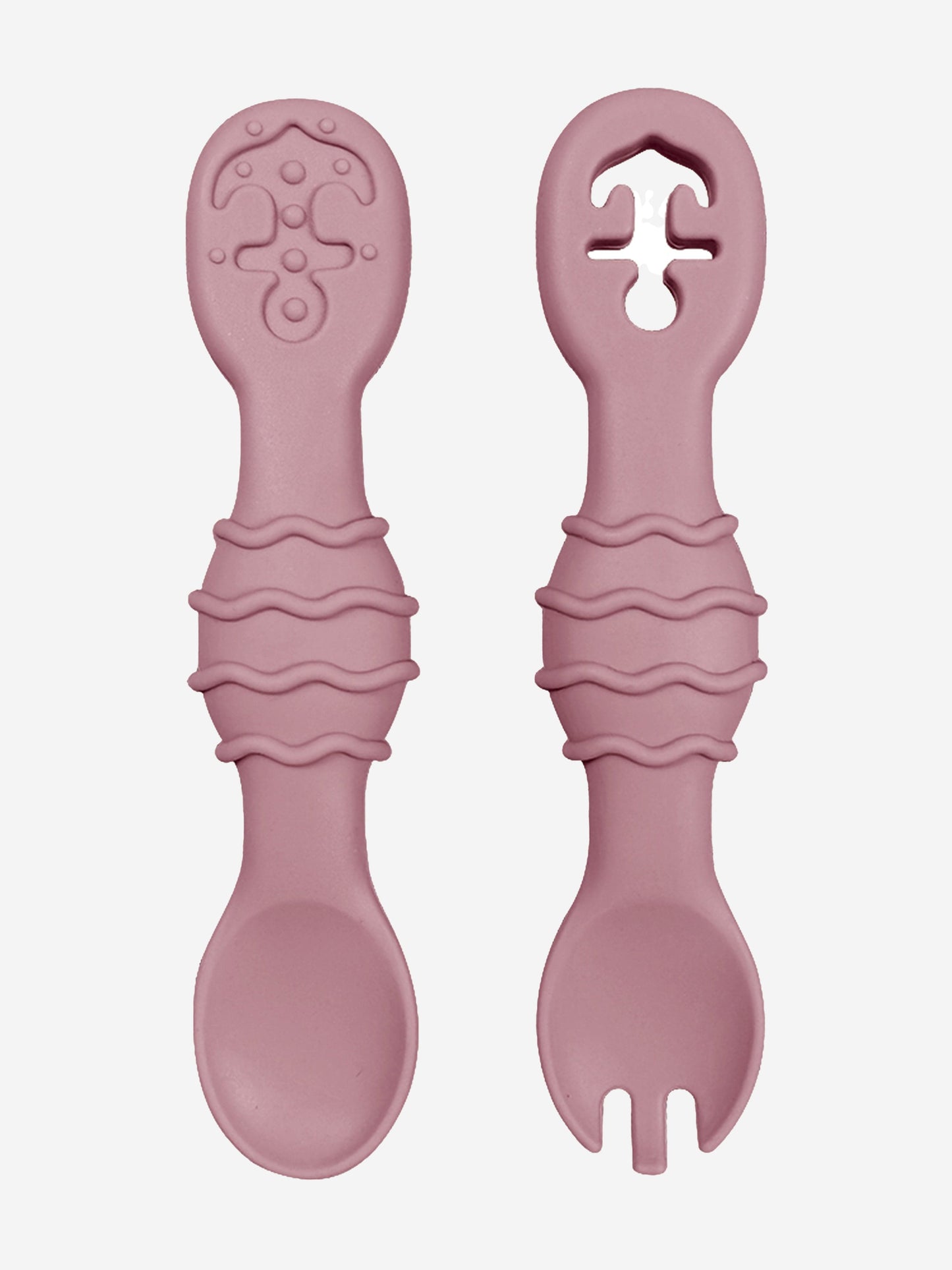 Bloom Bambini pink silicone spoon and fork set, one size