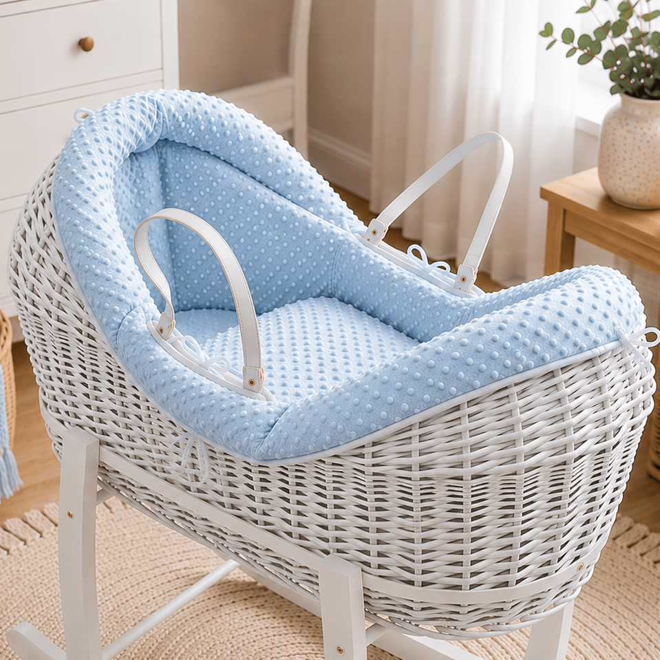 Pod Blue Dimple Moses Basket Bedding Set (Basket Not Included!)
