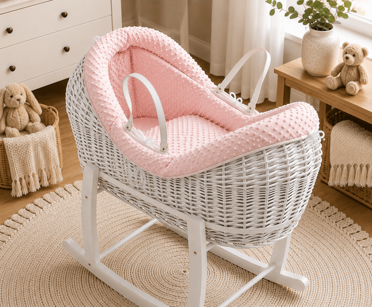 Pod Pink Dimple Moses Basket Bedding Set (Basket Not Included!)