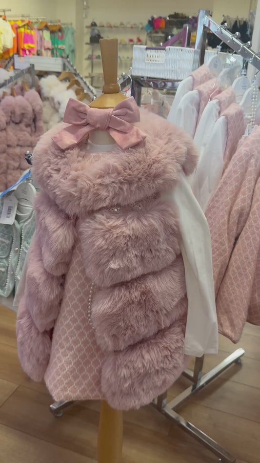 Giorgio Bambino Baby Pink Faux Fur Gillet