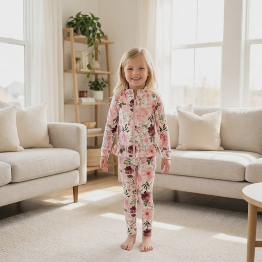 Core Gym Wear Peach Floral Ruffle Hem  (Preorder)