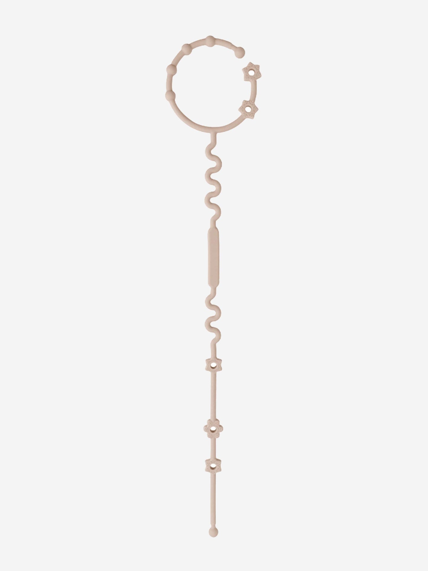 Brown adjustable pacifier clip with teether loop and prong sections