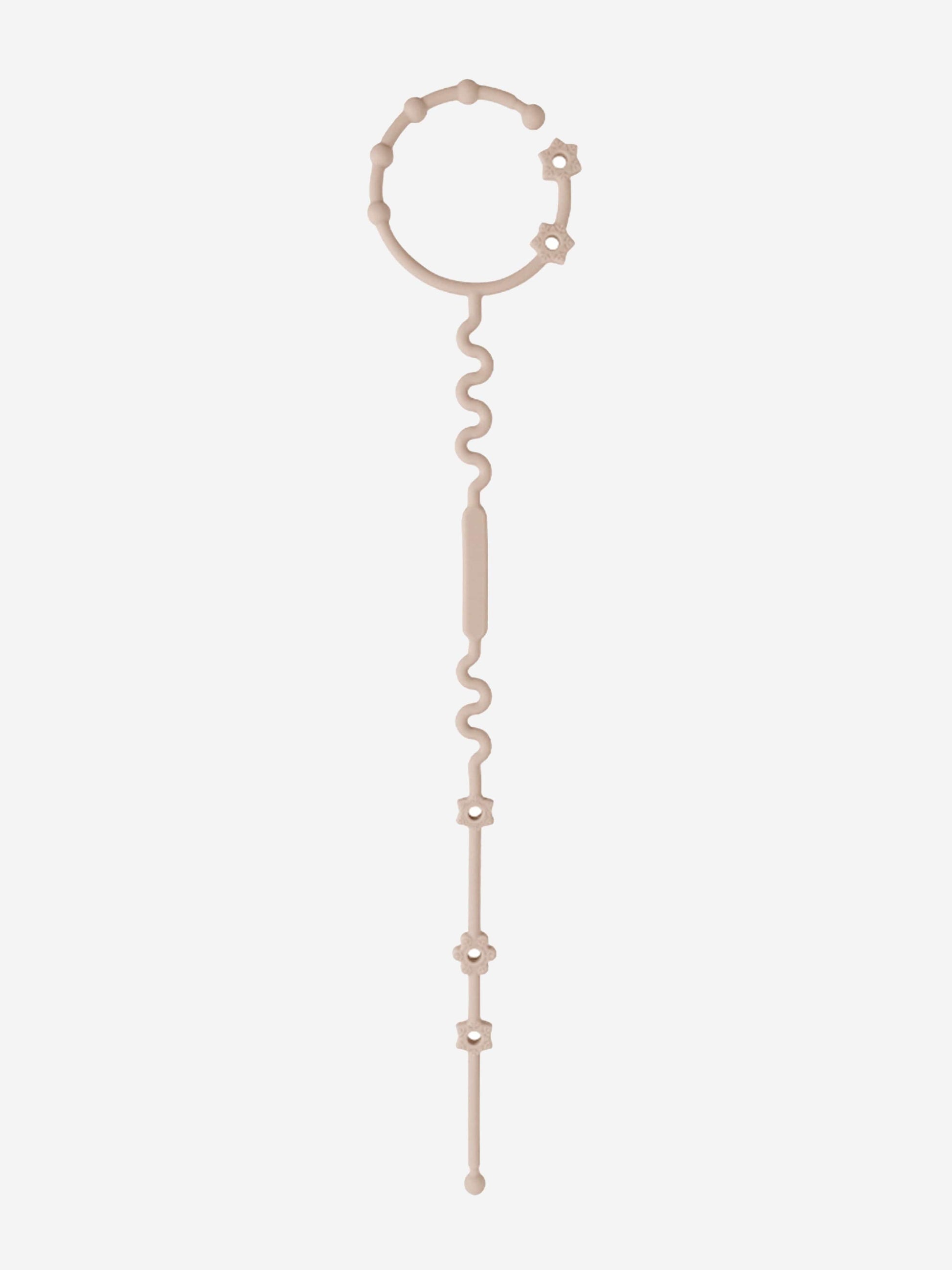 Brown adjustable pacifier clip with teether loop and prong sections