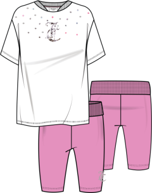 Juicy Couture Pink Lilac Chiffon Loose T shirt & Cycle Shorts