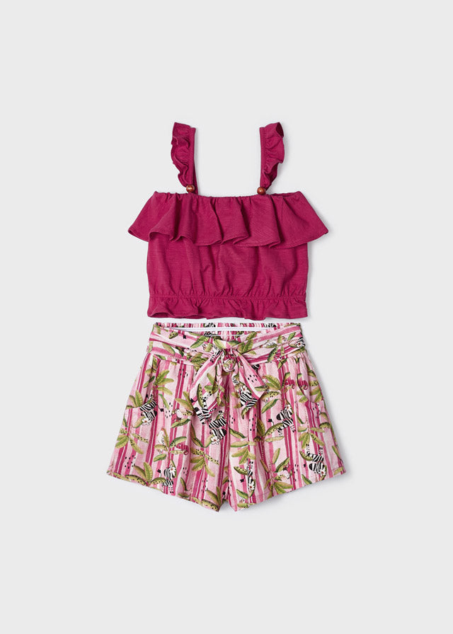 Mayoral Mini Girl Hibiscus Printed shorts set