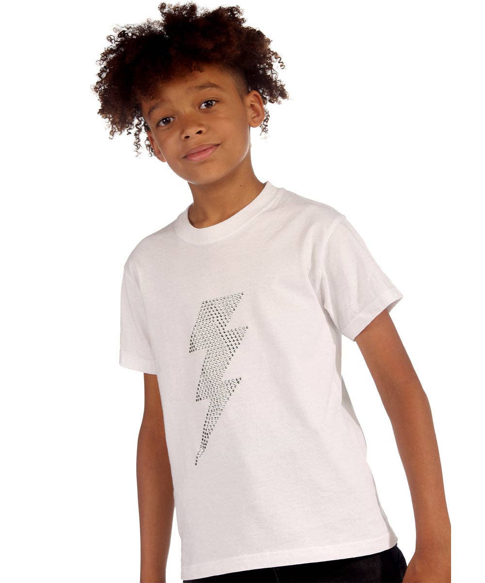 Trendy Toggs Kids White Lighting Bolt Rhinestone T-shirt