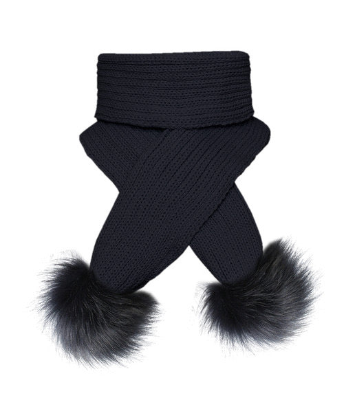 Pom Pom Envy Pom Pom Scarf Navy