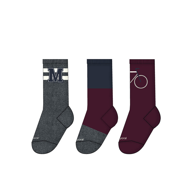 Mayoral Boys Plum 3 PC sock set