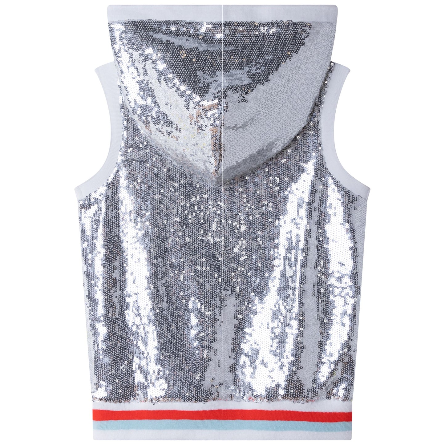 DKNY Girls Silver Sequin Hooded Vest