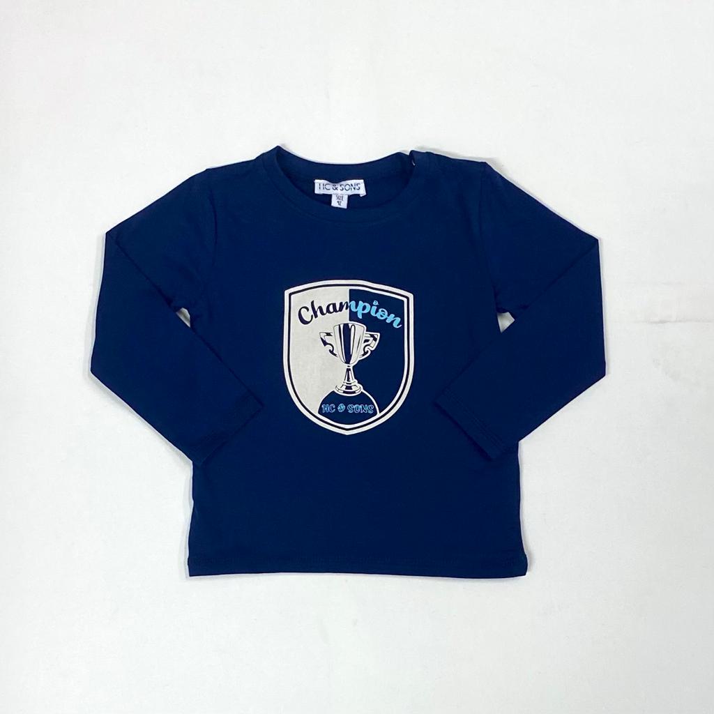 Happy Calegi AW21 Boys Roy Navy Long Sleeve T shirt