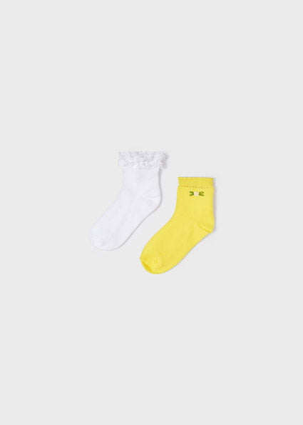 Mayoral Girls Lemon Two Pack of Socks