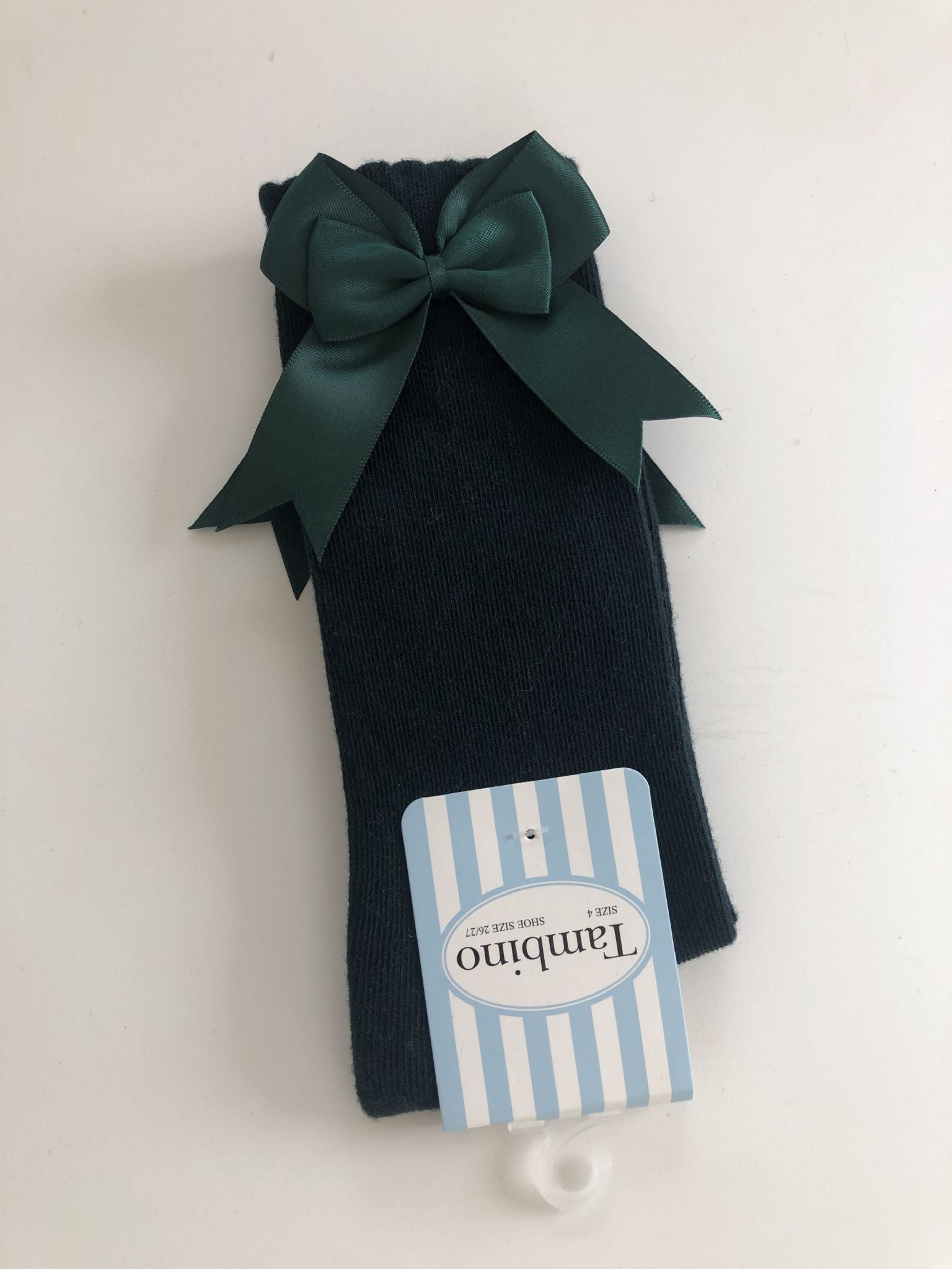 Tambino Knee High Bottle Green Bow Socks